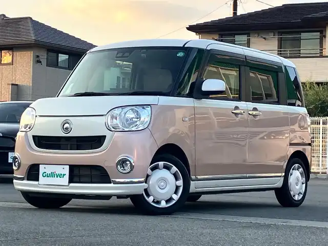 ダイハツ ムーヴ キャンバス X メイクアップ SA Ⅲ 静岡県 2018(平30)年 4.5万km パールホワイトⅢ/ライトローズマイカメタリックⅡ 2トーン エンジンスタートボタン/パワーステアリング/パワーウィンドウ/アイドリングストップ/スマートキー/オートエアコン/USB入力端子/バックカメラ/純正ナビ(CD/DVD/BT/フルセグ)/ドライブレコーダー/ベンチシート/フロアマット/両側スライドドア/ABS/横滑り防止装置/コーナーセンサー/レーンキープアシスト/盗難防止装置/オートライト/オートマチックハイビーム/Wエアバック/衝突軽減システム