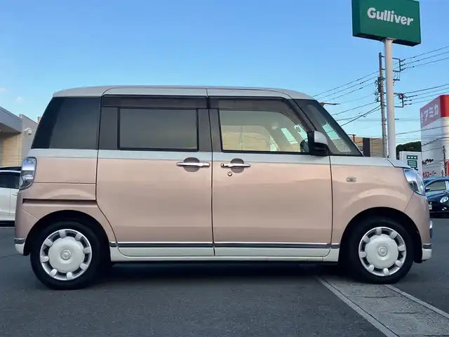 ダイハツ ムーヴ キャンバス X メイクアップ SA Ⅲ 静岡県 2018(平30)年 4.5万km パールホワイトⅢ/ライトローズマイカメタリックⅡ 2トーン エンジンスタートボタン/パワーステアリング/パワーウィンドウ/アイドリングストップ/スマートキー/オートエアコン/USB入力端子/バックカメラ/純正ナビ(CD/DVD/BT/フルセグ)/ドライブレコーダー/ベンチシート/フロアマット/両側スライドドア/ABS/横滑り防止装置/コーナーセンサー/レーンキープアシスト/盗難防止装置/オートライト/オートマチックハイビーム/Wエアバック/衝突軽減システム