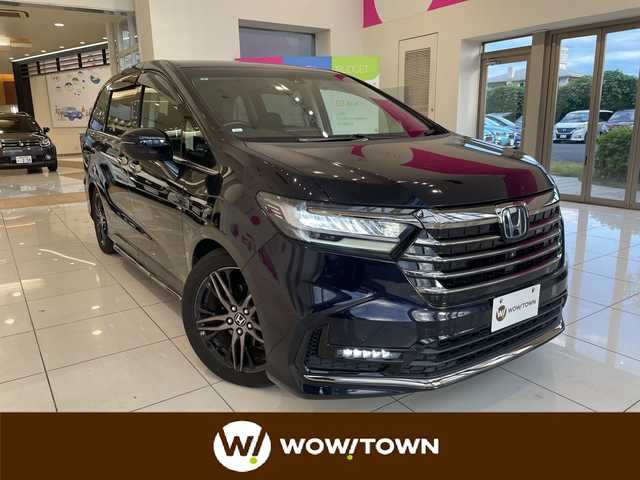 ホンダ オデッセイ ハイブリッド e:HEVアブソルート EX 埼玉県 2021(令3)年 4.3万km プレミアムヴィーナスブラックP ホンダセンシング/フリップダウンモニター/純正１０インチＳＤナビ/　　CD/DVD/BT/USB/フルセグ/全方位カメラ/両側パワースライドドア/パワーバックドア/レーダークルーズコントロール/ハーフレザーシート/パワーシート　/スマートキー2本/ビルトインETC