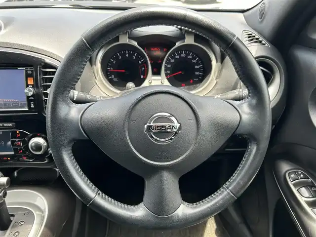 日産 ジューク 15RX 島根県 2014(平26)年 4.7万km ナイトベールパープル ワンオーナー/純正ナビ/AM/FM/CD/DVD/BT/全周囲カメラ/ETC /オートライト/HIDライト/フォグランプ/純正フロアマット/アイドリングストップ/スマートキー