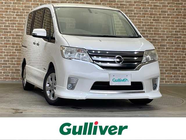 日産 セレナ ハイウェイS G Sハイブリッド 岩手県 2013(平25)年 8.1万km ブリリアントホワイトパール 福祉車両/手動運転装置（APドライブ）/カロッツェリアフリップダウンモニター/カロッツェリアナビ/横滑り防止装置/後席オートエアコン/両側パワースライドドア/ロールサンシェード/クルーズコントロール/アイドリングストップ/ETC/ドライブレコーダー/バックカメラ/純正16インチアルミホイール