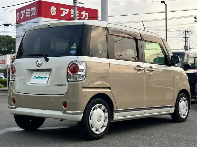 ダイハツ ムーヴ キャンバス G メイクアップ リミテッド　SAⅢ 静岡県 2020(令2)年 2.7万km パールホワイトⅢ/ナチュラルベージュマイカメタリック 2トーン エンジンスタートボタン/パワーステアリング/パワーウィンドウ/アイドリングストップ/オートエアコン/スマートキー/USB入力端子/ETC/全方位カメラ/純正8インチナビ（CD/DVD/BT/フルセグ）/ドライブレコーダー前後/ベンチシート/両側パワースライドドア/ABS/横滑り防止装置/コーナーセンサー/レーンキープアシスト/盗難防止装置/オートライト/オートマチックハイビーム/LEDヘッドライト/Wエアバック/衝突軽減システム/TVキャンセラー