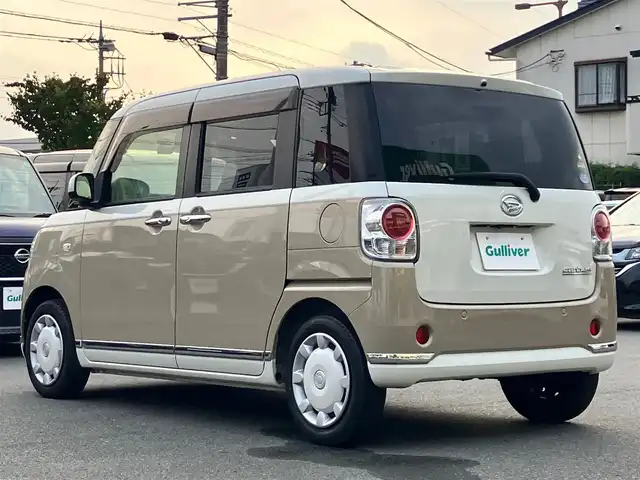 ダイハツ ムーヴ キャンバス G メイクアップ リミテッド　SAⅢ 静岡県 2020(令2)年 2.7万km パールホワイトⅢ/ナチュラルベージュマイカメタリック 2トーン エンジンスタートボタン/パワーステアリング/パワーウィンドウ/アイドリングストップ/オートエアコン/スマートキー/USB入力端子/ETC/全方位カメラ/純正8インチナビ（CD/DVD/BT/フルセグ）/ドライブレコーダー前後/ベンチシート/両側パワースライドドア/ABS/横滑り防止装置/コーナーセンサー/レーンキープアシスト/盗難防止装置/オートライト/オートマチックハイビーム/LEDヘッドライト/Wエアバック/衝突軽減システム/TVキャンセラー