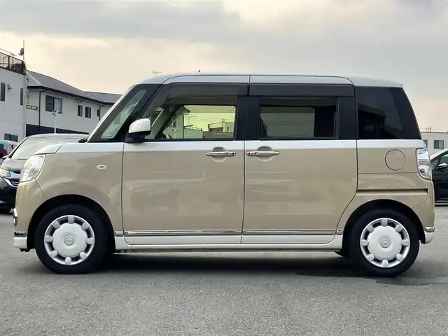 ダイハツ ムーヴ キャンバス G メイクアップ リミテッド　SAⅢ 静岡県 2020(令2)年 2.7万km パールホワイトⅢ/ナチュラルベージュマイカメタリック 2トーン エンジンスタートボタン/パワーステアリング/パワーウィンドウ/アイドリングストップ/オートエアコン/スマートキー/USB入力端子/ETC/全方位カメラ/純正8インチナビ（CD/DVD/BT/フルセグ）/ドライブレコーダー前後/ベンチシート/両側パワースライドドア/ABS/横滑り防止装置/コーナーセンサー/レーンキープアシスト/盗難防止装置/オートライト/オートマチックハイビーム/LEDヘッドライト/Wエアバック/衝突軽減システム/TVキャンセラー