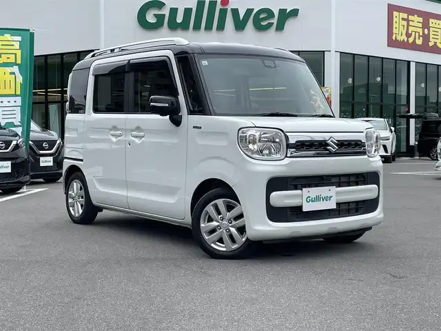 スズキ スペーシア HYBRID X 長野県 2019(令1)年 5.5万km ピュアホワイトパール/ブラック2トーン パナソニック10インチナビ（CN-F1X10BD）/FM・AM・DVD・CD・フルセグTV・Blu-ray/Bluetooth Audio/純正14インチアルミホイール/衝突被害軽減ブレーキ/両側パワースライドドア/前後ドライブレコーダー/運転席シートヒーター/ロールサンシェード/アイドリングストップ/コーナーセンサー/ルーフレール/LEDヘッドライト/オートライト/プッシュスタート/スマートキー/スペアキー/ドアバイザー/ETC