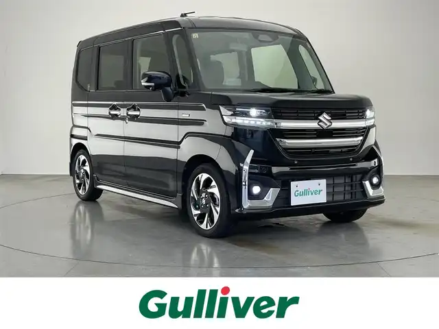 スズキ スペーシア カスタム HYBRID XS 愛知県 2023(令5)年 1.7万km ブルーイッシュブラックパール3 純正９型ＤＡナビ　全方位カメラ　ＨＵＤ　禁煙　両側パワスラ　黒ハーフレザー　シートヒーター　セーフティサポート　衝突軽減　追従クルコン　ＬＥＤオートライト　ステアリングヒーター　スマートキー　フォグ
