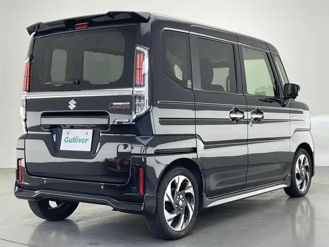 スズキ スペーシア カスタム HYBRID XS 愛知県 2023(令5)年 1.7万km ブルーイッシュブラックパール3 純正９型ＤＡナビ　全方位カメラ　ＨＵＤ　禁煙　両側パワスラ　黒ハーフレザー　シートヒーター　セーフティサポート　衝突軽減　追従クルコン　ＬＥＤオートライト　ステアリングヒーター　スマートキー　フォグ