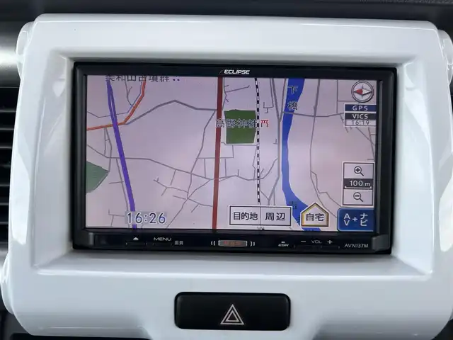 スズキ ハスラー G 岡山県 2016(平28)年 4.3万km サマーブルーM 禁煙車/イクリプス製ナビ/（CD/ワンセグTV）/前席シートヒーター/衝突軽減ブレーキ/アイドリングストップ/プッシュスタート/スマートキー×２/電動格納ミラー/ドアバイザー/セキュリティアラーム