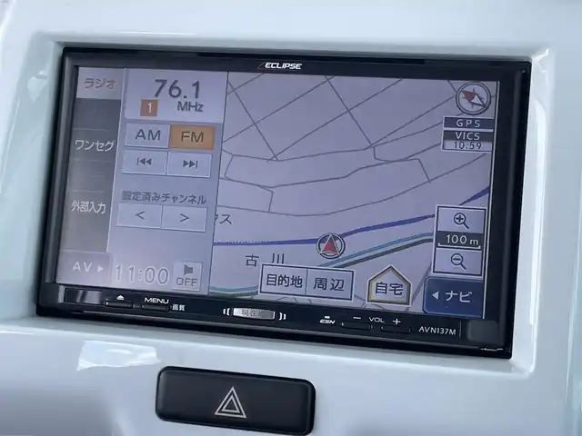 スズキ ハスラー G 佐賀県 2016(平28)年 4.3万km サマーブルーM 社外7型ナビゲーション「AVN137M」/・AM/FM/CD/DVD/TV/BT/前席シートヒーター/衝突軽減ブレーキ/アイドリングストップ/プッシュスタート/スマートキー/電動格納ミラー/ドアバイザー/新車保証書/取扱説明書/スペアキー1本