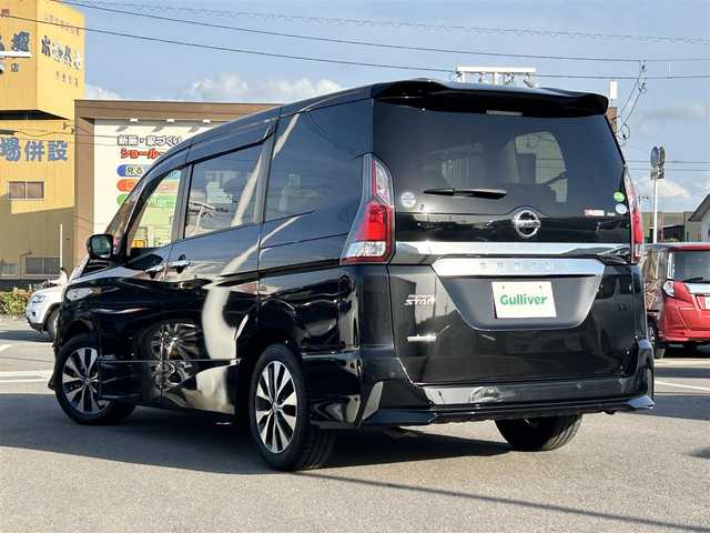 日産 セレナ ハイウェイスター Vセレクション 愛媛県 2018(平30)年 7.6万km ダイヤモンドブラック 禁煙車/登録時走行距離：75170km/ALPINE製11インチナビ/CD/DVD/フルセグTV/Bluetooth/全方位カメラ/バックカメラ/デジタルインナーミラー/前方ドライブレコーダー(SDカードなし)/ビルトインETC/衝突被害軽減システム/クリアランスソナー/横滑り防止装置/レーンキープアシスト/レーダークルーズコントロール/LEDヘッドライト/フォグランプ/オートライト/両側パワースライドドア/ハンズフリーパワースライドドア/リアテーブル/エンジンスタートボタン/スマートキー/純正フロアマット/純正16インチアルミホイール