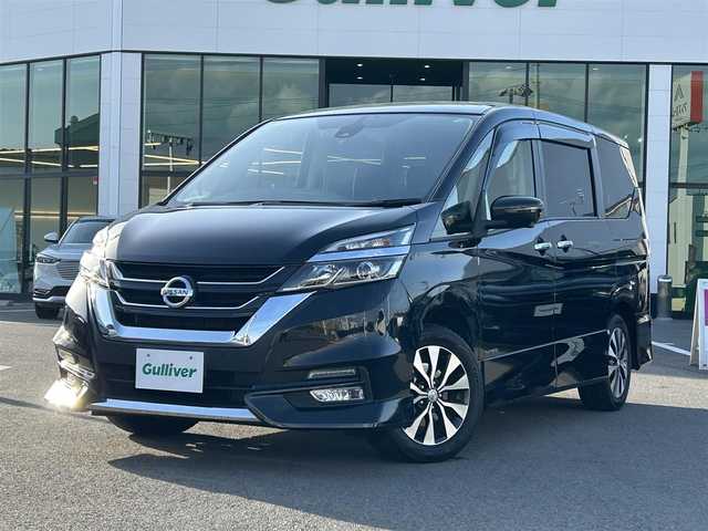 日産 セレナ ハイウェイスター Vセレクション 愛媛県 2018(平30)年 7.6万km ダイヤモンドブラック 禁煙車/登録時走行距離：75170km/ALPINE製11インチナビ/CD/DVD/フルセグTV/Bluetooth/全方位カメラ/バックカメラ/デジタルインナーミラー/前方ドライブレコーダー(SDカードなし)/ビルトインETC/衝突被害軽減システム/クリアランスソナー/横滑り防止装置/レーンキープアシスト/レーダークルーズコントロール/LEDヘッドライト/フォグランプ/オートライト/両側パワースライドドア/ハンズフリーパワースライドドア/リアテーブル/エンジンスタートボタン/スマートキー/純正フロアマット/純正16インチアルミホイール