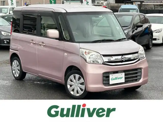 スズキ スペーシア G 広島県 2016(平28)年 11.7万km イノセントピンクパールメタリック 禁煙車/純正メモリナビ(MDV-D503)/　【CD/DVD/BT/フルセグTV】/バックカメラ/衝突被害軽減システム/車線逸脱警報/横滑り防止装置/盗難防止装置/両側イージークローザードア/シートヒーター（D席）/ビルトインETC/ヘッドライトレベライザー/プッシュスタート/スマートキー/スペアキー×1/アイドリングストップ/ドアバイザー/電動格納ミラー/純正ホイールカバー/純正フロアマット/新車時整備手帳（保証書）/取扱説明書/記録簿有(R6/9)