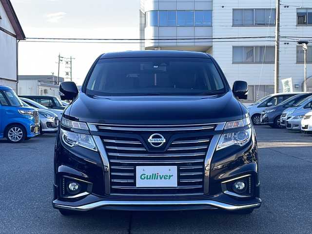 日産 エルグランド 福井県 2019(令1)年 7.6万km ファントムブラック メーカー純正ナビゲーション/（CD/DVD/BT）/Wサンルーフ/フルセグテレビ/アラウンドビューモニター/アダプティブクルーズコントロール/エマージェンシーブレーキ/レーンキープアシスト/両側電動スライドドア/純正フリップダウンモニター/社外17インチアルミホイール/ETC/クリアランスソナー/LEDヘッドライト/LEDフォグランプ/パワーバックドア/2列目キャプテンシート/オットマン/黒革シート/前席パワーシート/（シートメモリ付き）/シートヒーター/USBポート/オートリトラミラー/オートライト/プッシュスタート/スマートキー/保証書/取扱説明書