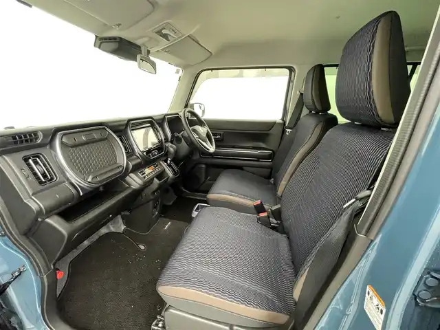 スズキ ハスラー Jスタイル 熊本県 2021(令3)年 3.4万km デニムブルー ガンメタリック 2トーン 禁煙車/純正8型ナビ　型式：CN-RZ865/【フルセグTV、DVD再生可、BT対応】/ETC/前席シートヒーター/衝突軽減ブレーキ/レーンキープアシスト/アイドリングストップ/横滑り防止/後ろのみコーナーセンサー/電動格納ミラー/純正フロアマット/オートライト/LEDヘッドライト/LEDフォグ/純正15インチアルミホイール/ルーフレール/ステアリングスイッチ/プッシュスタート/スマートキー/スペアキー1本/保証書/取扱説明書