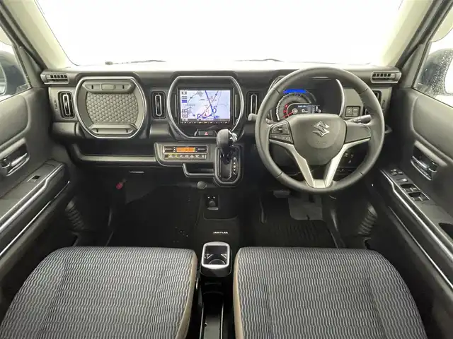 スズキ ハスラー Jスタイル 熊本県 2021(令3)年 3.4万km デニムブルー ガンメタリック 2トーン 禁煙車/純正8型ナビ　型式：CN-RZ865/【フルセグTV、DVD再生可、BT対応】/ETC/前席シートヒーター/衝突軽減ブレーキ/レーンキープアシスト/アイドリングストップ/横滑り防止/後ろのみコーナーセンサー/電動格納ミラー/純正フロアマット/オートライト/LEDヘッドライト/LEDフォグ/純正15インチアルミホイール/ルーフレール/ステアリングスイッチ/プッシュスタート/スマートキー/スペアキー1本/保証書/取扱説明書