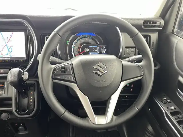 スズキ ハスラー Jスタイル 熊本県 2021(令3)年 3.4万km デニムブルー ガンメタリック 2トーン 禁煙車/純正8型ナビ　型式：CN-RZ865/【フルセグTV、DVD再生可、BT対応】/ETC/前席シートヒーター/衝突軽減ブレーキ/レーンキープアシスト/アイドリングストップ/横滑り防止/後ろのみコーナーセンサー/電動格納ミラー/純正フロアマット/オートライト/LEDヘッドライト/LEDフォグ/純正15インチアルミホイール/ルーフレール/ステアリングスイッチ/プッシュスタート/スマートキー/スペアキー1本/保証書/取扱説明書