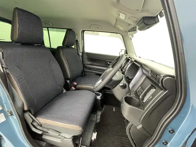 スズキ ハスラー Jスタイル 熊本県 2021(令3)年 3.4万km デニムブルー ガンメタリック 2トーン 禁煙車/純正8型ナビ　型式：CN-RZ865/【フルセグTV、DVD再生可、BT対応】/ETC/前席シートヒーター/衝突軽減ブレーキ/レーンキープアシスト/アイドリングストップ/横滑り防止/後ろのみコーナーセンサー/電動格納ミラー/純正フロアマット/オートライト/LEDヘッドライト/LEDフォグ/純正15インチアルミホイール/ルーフレール/ステアリングスイッチ/プッシュスタート/スマートキー/スペアキー1本/保証書/取扱説明書