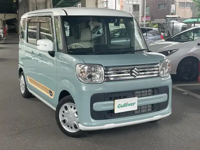 スズキ スペーシア HYBRID X 大阪府 2023(令5)年 0.5万km オフブルーメタリック/ホワイト2トーン デュアルセンサーブレーキサポートII/・誤発進抑制機能/・後方誤発進抑制機能/・低速時ブレーキサポート/・パーキングセンサー/・車線逸脱抑制機能/・車線逸脱警報機能/・ふらつき警報機能/・発進お知らせ機能/・標識認識機能/・アダクティブクルーズコントロール/・車線維持支援機能/スズキ純正メモリナビ/・Bluetooth/・フルセグTV/・バックカメラ/LEDヘッドライト/両側パワースライドドア/シートヒーター/アイドリングストップ/ビルトインETC/ワンオーナー/新車保証書/取扱説明書