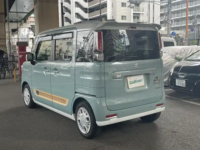 スズキ スペーシア HYBRID X 大阪府 2023(令5)年 0.5万km オフブルーメタリック/ホワイト2トーン デュアルセンサーブレーキサポートII/・誤発進抑制機能/・後方誤発進抑制機能/・低速時ブレーキサポート/・パーキングセンサー/・車線逸脱抑制機能/・車線逸脱警報機能/・ふらつき警報機能/・発進お知らせ機能/・標識認識機能/・アダクティブクルーズコントロール/・車線維持支援機能/スズキ純正メモリナビ/・Bluetooth/・フルセグTV/・バックカメラ/LEDヘッドライト/両側パワースライドドア/シートヒーター/アイドリングストップ/ビルトインETC/ワンオーナー/新車保証書/取扱説明書