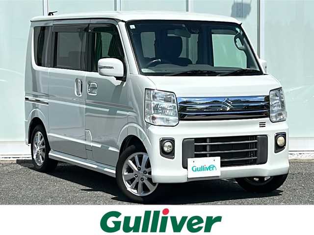 スズキ エブリィ ワゴン PZターボ スペシャル 福岡県 2017(平29)年 4.5万km パールホワイト 純正7型ナビ(CD/DVD/BT/フルセグTV)/バックカメラ/両側パワースライドドア/左側オートステップ/ステアリングスイッチ/電動格納ミラー/プッシュスタート/レザー調シートカバー/ハンドルカバー装着