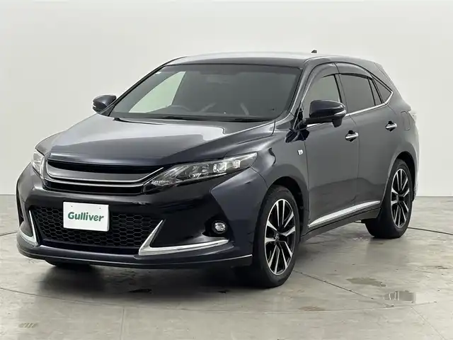 トヨタ ハリアー エレガンス G’s 福岡県 2017(平29)年 4.4万km ブラッキッシュアゲハガラスフレーク 純正ナビ／フルセグＴＶ　/バックカメラ　/ＥＴＣ　/衝突軽減ブレーキ　/レーンキープ　/横滑り防止装置　/アイドリングストップ　/ＭＴモード付ＡＴ　/ハーフレザー　/パワーシート　/純正１９インチＡＷ　/ＬＥＤヘッドライト