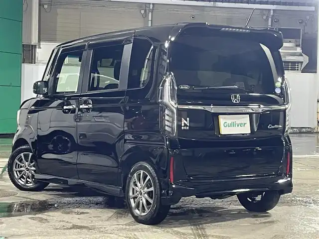 ホンダ Ｎ ＢＯＸ カスタム G EX ホンダセンシング 青森県 2018(平30)年 9.7万km クリスタルブラックパール ワンオーナー/４WD/Gathers製SDナビ/　CD、DVD、USB、SD、BT/フルセグTV/純正エンジンスターター/クルーズコントロール（追従有）/バックカメラ/両側パワースライドドア/ドライブレコーダー/ビルトインETC/前席シートヒーター/ミラーヒーター/純正14インチアルミ（夏タイヤ）車載/クリアランスソナー/保証書/説明書