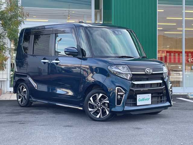 ダイハツ タント カスタム X 岡山県 2021(令3)年 2.9万km レーザーブルークリスタルシャイン 純正ナビ　NMZK-W71D/フルセグTV、Bluetooth、AM、FM/CD、DVD/全方位カメラ/両側パワースライドドア/前席シートヒーター/ハーフレザーシート/純正ドライブレコーダー/両側パワースライドドア/スマートキー/プッシュスタート/リアロールサンシェード/シートバックテーブル/スマートアシスト