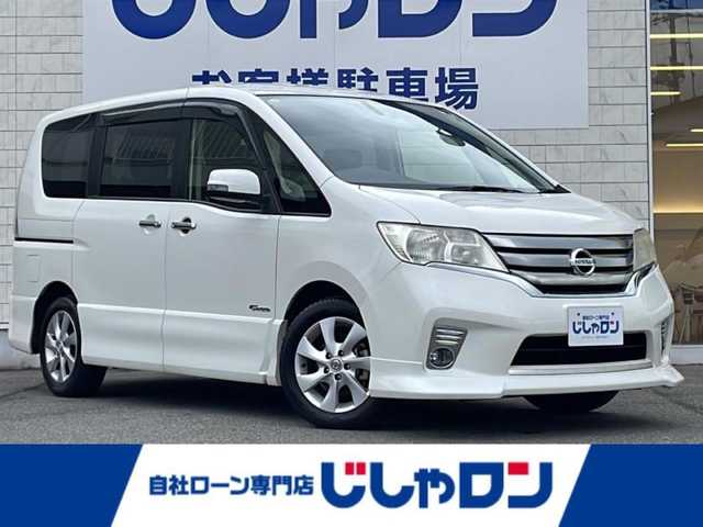 日産 セレナ ハイウェイスター S HV Vエアロ 山口県 2013(平25)年 7.2万km ブリリアントホワイトパール (株)IDOMが運営する【じしゃロン宇部店】の自社ローン専用車両になります。こちらは現金またはオートローンご利用時の価格です。自社ローンご希望の方は別途その旨お申付け下さい。/純正ナビ/両側パワースライド