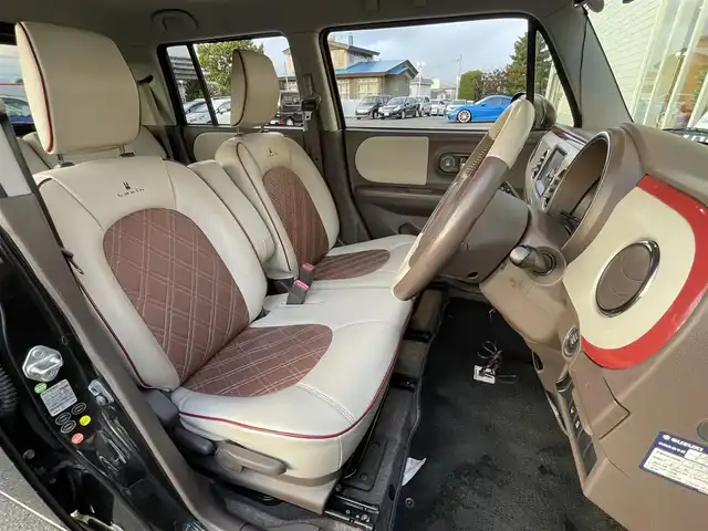 スズキ ラパン ショコラ G 道央・札幌 2014(平26)年 6.6万km ブルーイッシュブラックパール3 ・4WD/・純正ナビ（BT&ワンセグ）/・社外ドライブレコーダー/・電動格納ミラー/・プッシュスタート/・インテリキー/・HIDヘッドライト/・オートライト/・D側シートヒーター/・純正フロアマット/・純正スチールホイール付きサマータイヤ