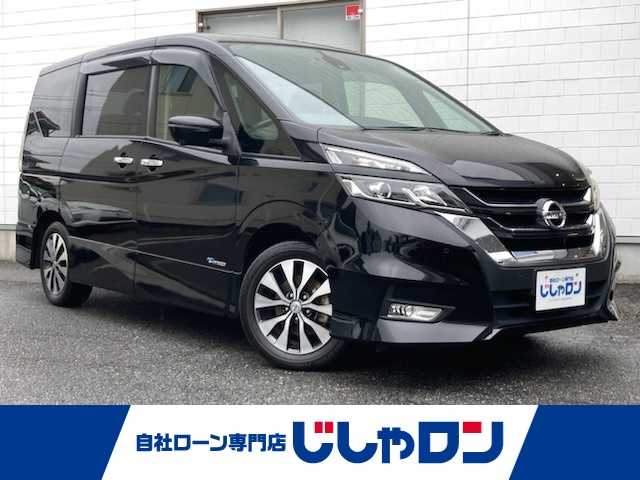 日産 セレナ ハイウェイスター 三重県 2017(平29)年 11万km ダイヤモンドブラック (株)IDOMが運営する【じしゃロン四日市店】の自社ローン専用車両になります。こちらは現金またはオートローンご利用時の価格です。自社ローンご希望の方は別途その旨お申付け下さい/純正SDナビ（CD/DVD/AM/FM/BT）/衝突軽減システム/両側パワースライドドア/フリップダウンモニター/全方位カメラ/フルセグTV/前方向ドライブレコーダー/エンジンスタートボタン/スマートキー/ETC/社外16インチAW/アイドリングストップ