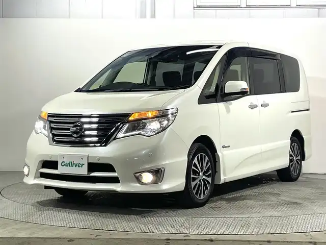 日産 セレナ ハイウェイスター Vセレ+SaftyⅡ 大阪府 2016(平28)年 5.9万km ブリリアントホワイトパール 純正ナビ（フルセグTV/DVD/CD/Bluetooth） 衝突軽減B レーンアシスト ３６０カメラ 両側パワースライドドア クルーズコントロール クリアランスソナー リアオートエアコン ETC ドラレコ LEDライト オートライト プッシュスタート スマートキー