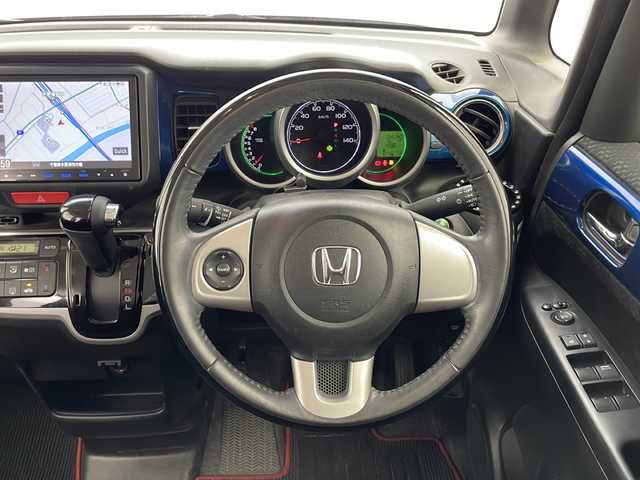 ホンダ Ｎ ＢＯＸ G Lパッケージ 千葉県 2014(平26)年 4.6万km プレミアムダイナミックブルーパール 純正9インチナビ/　CD/DVD/Bluetooth/フルセグTV/衝突軽減ブレーキ/オートライト/両側パワスラ/バックカメラ/ETC/電動格納ミラー/ステアリングスイッチ/ドアバイザー/スマートキー/スタートボタン