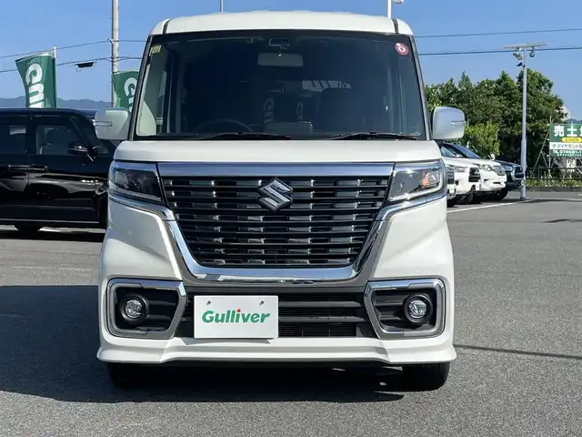 スズキ スペーシア カスタム HYBRID XS ターボ 奈良県 2018(平30)年 6.4万km ピュアホワイトP 両側パワースライドドア/Panasonicフローティングナビ(フルセグTV/CD/DVD/AM・FM/BT)/バックカメラ/ETC/パドルシフト/スズキセーフティサポート/クルーズコントロール/運転席シートヒーター/ハーフレザーシート/本革巻きステアリング/LEDヘッドライト/純正15インチアルミホイール/純正フロアマット/後席サンシェード