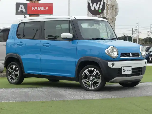 スズキ ハスラー X ターボ 千葉県 2014(平26)年 8万km サマーブルーM スズキセーフティサポート/アイドリングストップ/社外メモリーナビ/地デジTV/【DVD/CD再生機能　Bluetooth接続】/バックカメラ/ドライブレコーダー/革巻きステアリング/ETC/HIDヘッドライト/フォグライト/ウインカーミラー/携帯リモコン