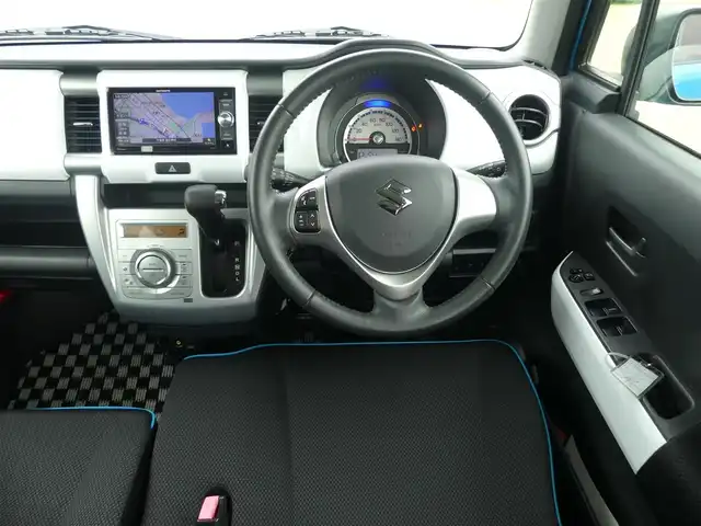 スズキ ハスラー X ターボ 千葉県 2014(平26)年 8万km サマーブルーM スズキセーフティサポート/アイドリングストップ/社外メモリーナビ/地デジTV/【DVD/CD再生機能　Bluetooth接続】/バックカメラ/ドライブレコーダー/革巻きステアリング/ETC/HIDヘッドライト/フォグライト/ウインカーミラー/携帯リモコン