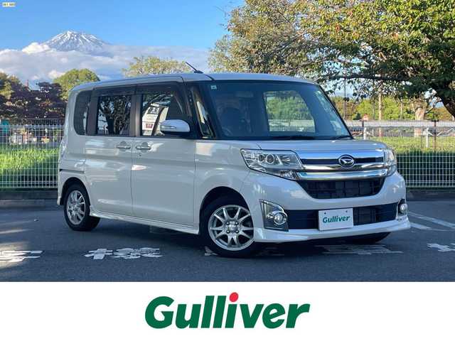 ダイハツ タント カスタム RS 静岡県 2015(平27)年 12.2万km パールホワイトⅢ 1オーナー /社外ナビ /地デジ/Bカメラ  /両側パワスラ/革巻きステアリング/ステアリングスイッチ/オートライト  /フォグランプ　/社外１４インチAW /スマートキー  /保証書　/取説