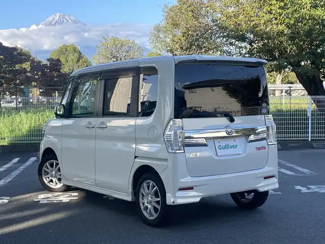 ダイハツ タント カスタム RS 静岡県 2015(平27)年 12.2万km パールホワイトⅢ 1オーナー /社外ナビ /地デジ/Bカメラ  /両側パワスラ/革巻きステアリング/ステアリングスイッチ/オートライト  /フォグランプ　/社外１４インチAW /スマートキー  /保証書　/取説