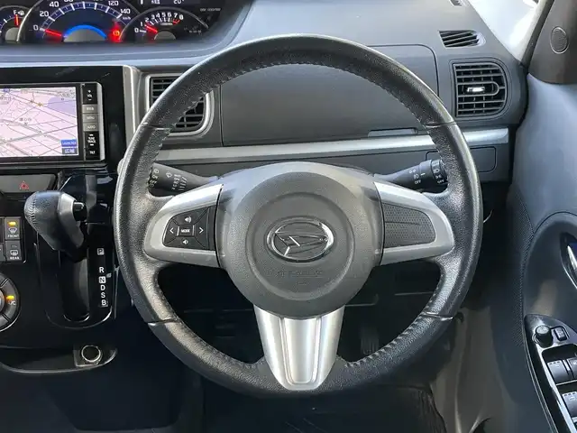 ダイハツ タント カスタム RS 静岡県 2015(平27)年 12.2万km パールホワイトⅢ 1オーナー /社外ナビ /地デジ/Bカメラ  /両側パワスラ/革巻きステアリング/ステアリングスイッチ/オートライト  /フォグランプ　/社外１４インチAW /スマートキー  /保証書　/取説