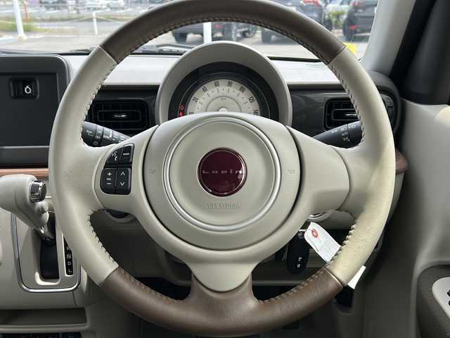 スズキ ラパン ＬＣ X 山口県 2023(令5)年 0.2万km ノクターンブルーパール 新車保証書/全方位モニター付きパッケージ/ハーフレザーシート/シートヒーター【D+N席】/USB充電口×２/純正14インチアルミホイール/純正フロアマット/プッシュスタート/スマートキー/スペアキー/オートライト/アイドリングストップ/パーキングアシスト/デュアルカメラブレーキサポート/レーンキープアシスト/誤発進抑制機能