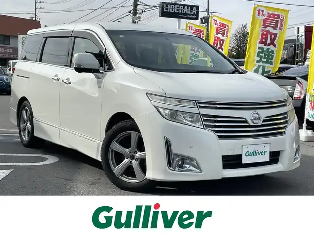日産 エルグランド 250ハイウェイスター 長野県 2010(平22)年 3万km ブリリアントホワイトパール ワンオーナー/ワンセグテレビ/AM/FM/Bluetooth/全方位カメラ/助手席オットマン/フリップダウンモニター/プッシュスタート/ドアバイザー/純正フロアマット/片側パワースライドドア/片側イージクローザードア/ECOモード/スペアキー/スマートキー/4WD/パワーウィンドウ