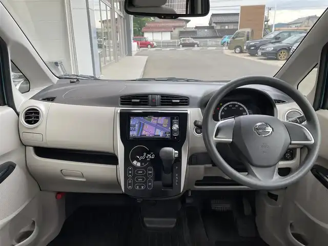 日産 デイズ X Vセレ +SeftyⅡ 福島県 2015(平27)年 2.6万km 青Ｍ ワンオーナー/社外メモリーナビ/CD/DVD/SD/ワンセグTV/社外14インチAW(純正ホイール＋夏タイヤ積込)/衝突被害軽減システム/アラウンドビューモニター/アイドリングストップ/プッシュスタート/ドアバイザー/フロアマット