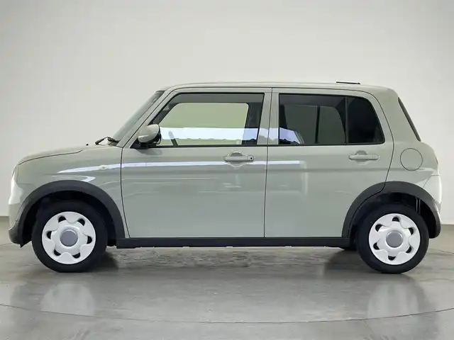 スズキ ラパン ＬＣ L 愛知県 2024(令6)年 0.3万km トラッドカーキメタリック 全方位モニター用カメラＰＫＧ装着車　デュアルカメラブレーキ　衝突軽減装置　車線逸脱　リヤパーキングセンサー　ＬＥＤオートライト　プッシュスタート　ハーフレザー　シートヒーター　純正フロアマット　禁煙車