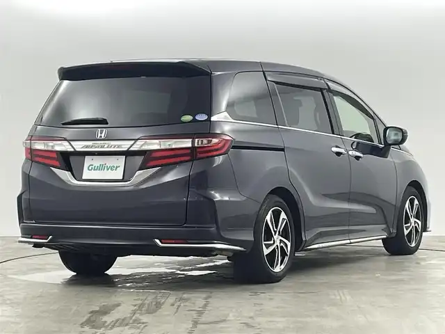 ホンダ オデッセイ アブソルート 福島県 2014(平26)年 7.5万km パープル 安心パッケージ　/・衝突被害軽減/・車線逸脱警報/・誤発信抑制機能/レーダークルーズコントロール/純正ＨＤＤナビゲーション　/【AM/FM/DVD/CD/Bluetooth/フルセグ】/バックカメラ　/ドライブレコーダー　/ハーフレザーシート　/両側パワースライドドア　/パドルシフト　/ＥＴＣ　/ステアリングスイッチ　/・革巻きステアリング　/プッシュスタート/・スマートキー/・スペアキー/LEDライト/・フォグライト/・オートライト/取扱説明書/・保証書