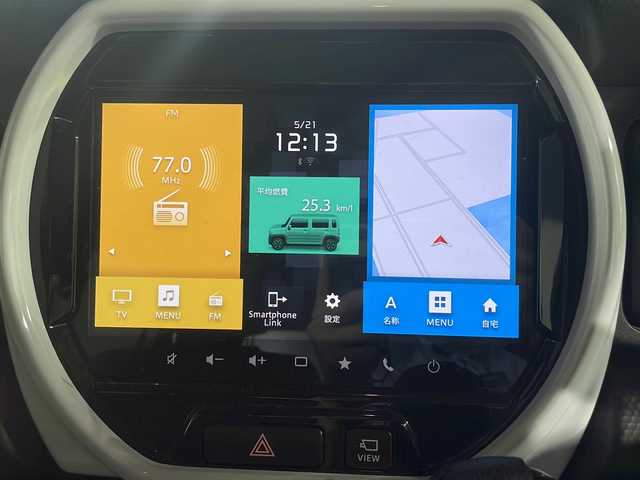 スズキ ハスラー HYBRID X 沖縄県 2020(令2)年 8.7万km クールカーキPM 県外仕入/禁煙車/衝突軽減ブレーキ/純正ナビ(フルセグ、Bluetooth、FM・AM、iPod)/全方位カメラ/コーナーセンサー/ＬＥＤヘッドライト/オートライト/レーンキープアシスト/純正アルミホイール/プッシュスタート/スマートキー/シートヒーター