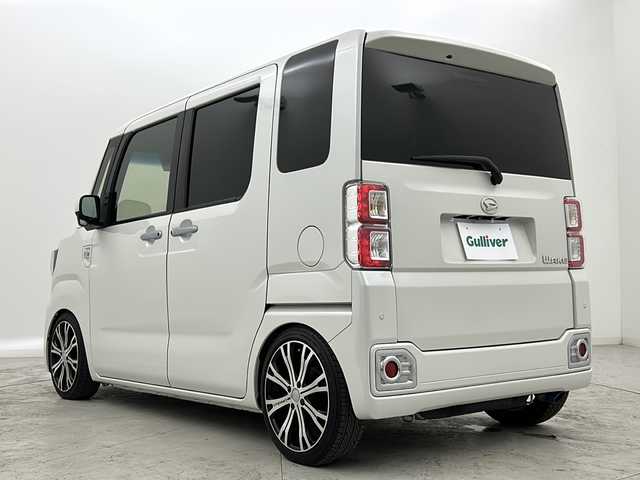 ダイハツ ウェイク G ターボ SA Ⅲ 宮城県 2018(平30)年 6.5万km パールホワイトⅢ 禁煙車/スマートアシストIII/・衝突回避支援/・車線逸脱警報/・オートハイビーム/純正8インチナビ/（BT.CD.DVD.HDMI.USB.SD）/地図SD無し/バックカメラ/フルセグテレビ/両側パワースライドドア/ETC/前方ドライブレコーダー/革巻きステアリング/ステアリングスイッチ/プッシュスタート/スマートキー/スペアキー/社外フロアマット/ロールサンシェード/LEDヘッドライト/LEDフォグランプ/社外16インチアルミホイール/純正14インチアルミホイール付き夏タイヤ積込/アイドリングストップ/横滑り防止機能