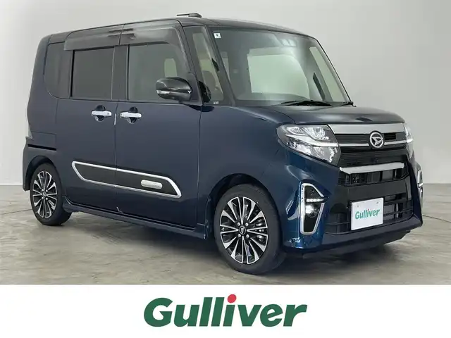 ダイハツ タント カスタム RS 福島県 2022(令4)年 1.4万km ブラックマイカメタリック/レーザーブルークリスタルシャイン 2トーン 純正ディスプレイオーディオ　パノラマモニター　スマートアシスト３　レーダークルーズコントロール　ビルトインＥＴＣ　シートヒーター　ドラレコ　両側パワースライドドア　ＬＥＤヘッドライト　オートライト