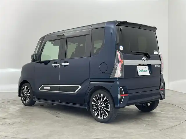 ダイハツ タント カスタム RS 福島県 2022(令4)年 1.4万km ブラックマイカメタリック/レーザーブルークリスタルシャイン 2トーン 純正ディスプレイオーディオ　パノラマモニター　スマートアシスト３　レーダークルーズコントロール　ビルトインＥＴＣ　シートヒーター　ドラレコ　両側パワースライドドア　ＬＥＤヘッドライト　オートライト