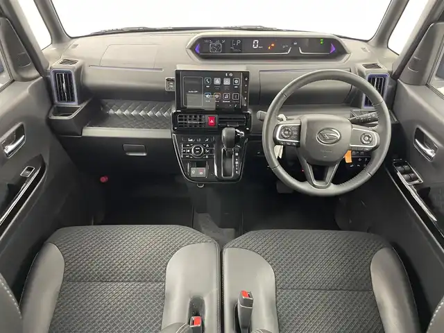 ダイハツ タント カスタム RS 福島県 2022(令4)年 1.4万km ブラックマイカメタリック/レーザーブルークリスタルシャイン 2トーン 純正ディスプレイオーディオ　パノラマモニター　スマートアシスト３　レーダークルーズコントロール　ビルトインＥＴＣ　シートヒーター　ドラレコ　両側パワースライドドア　ＬＥＤヘッドライト　オートライト