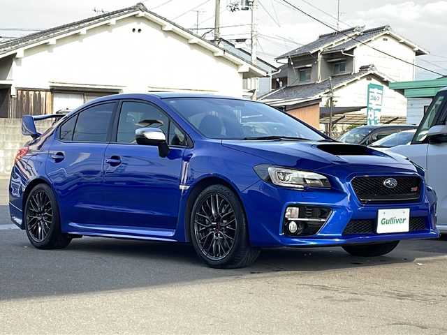 スバル ＷＲＸ ＳＴＩ STI 愛媛県 2016(平28)年 5.7万km WRブルーパール 社外ナビ（CN-RS02D）/・フルセグ/BT/CD/DVD/バックカメラ/ETC/ハーフレザーシート/ウィンカーミラー/オートライト/フォグランプ/純正18インチAW（STI）/スマートキー/プッシュスタート