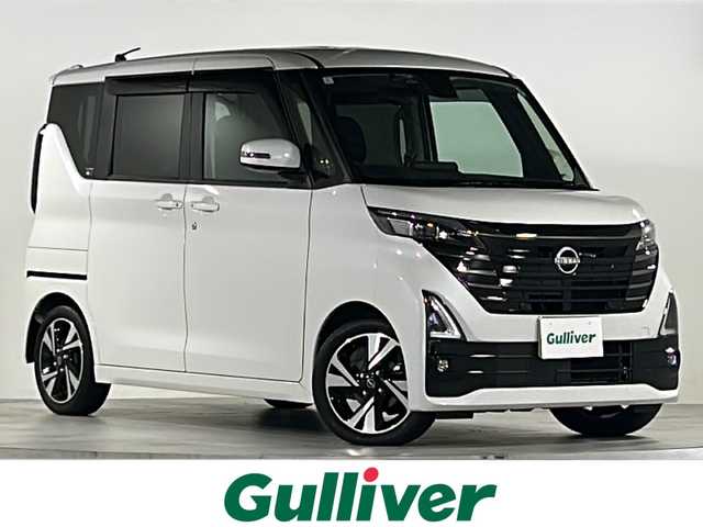 日産 ルークス HWS Gターボ プロパイロットED 広島県 2024(令6)年 1万km ホワイトパール 禁煙車/ワンオーナー/エマージェンシーブレーキ/車線逸脱警報/ハイビームアシスト/プロパイロット/コーナーセンサー/９インチディスプレイオーディオ/・Bluetooth/USB/スマホ連携/アラウンドビューモニター/両側パワースライドドア/革巻きステアリング/ステアリングスイッチ/オートライト/ハーフレザーシート/電動パーキングブレーキ/オートホールド/前後ドライブレコーダー（DJ6-D）/ETC/純正ドアバイザー/スマートキー/プッシュスタート/スペアキー/リアサーキュレーダー/15インチアルミホイール